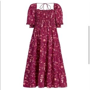 Hill House Nesli in Burgundy Botanical Poplin